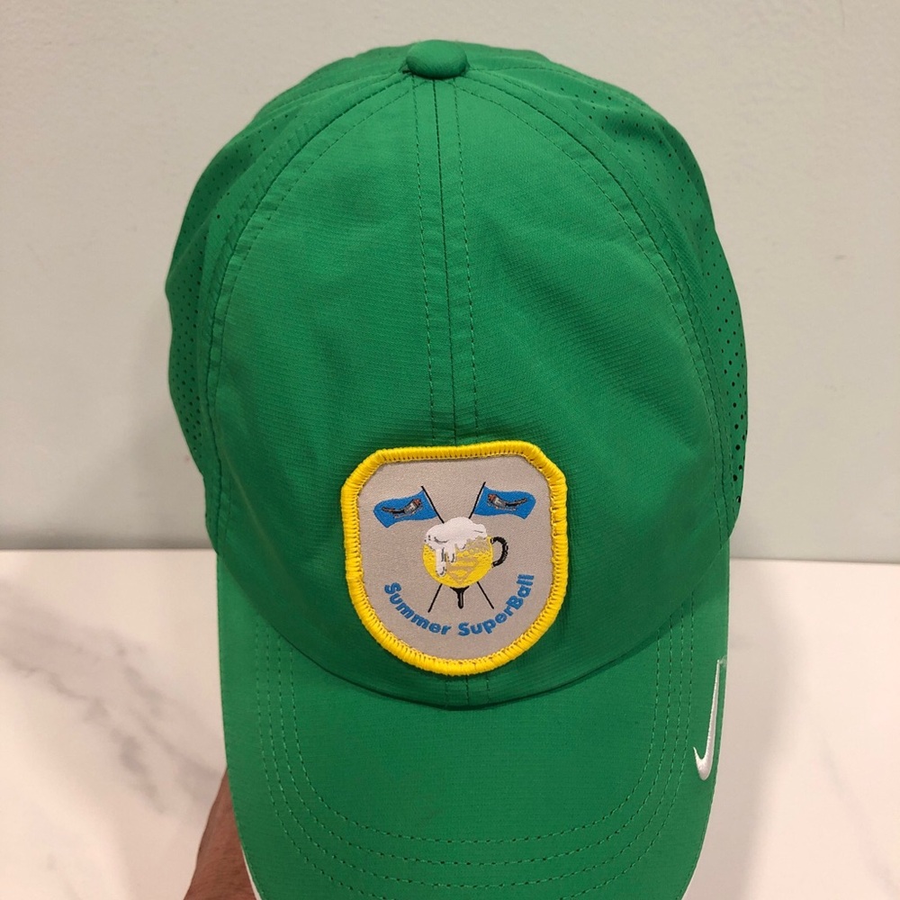 Nike Green Cap with Yellow-Trimmed Patch and White Swoosh